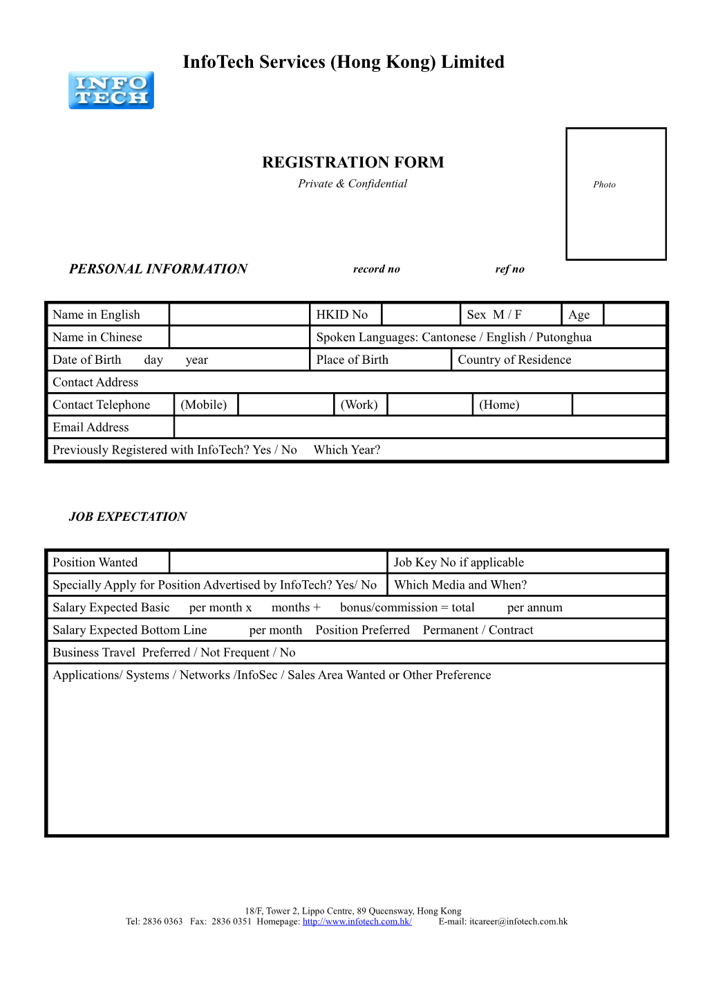 PERSONAL INFORMATION Record No Ref No