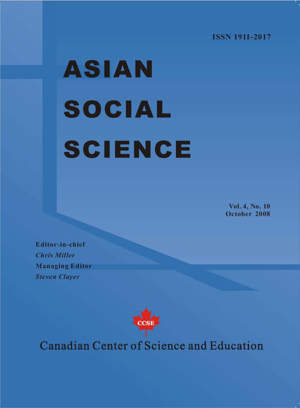 Asian Social Science, ISSN 1911-2017, Vol. 4, No. 2, October