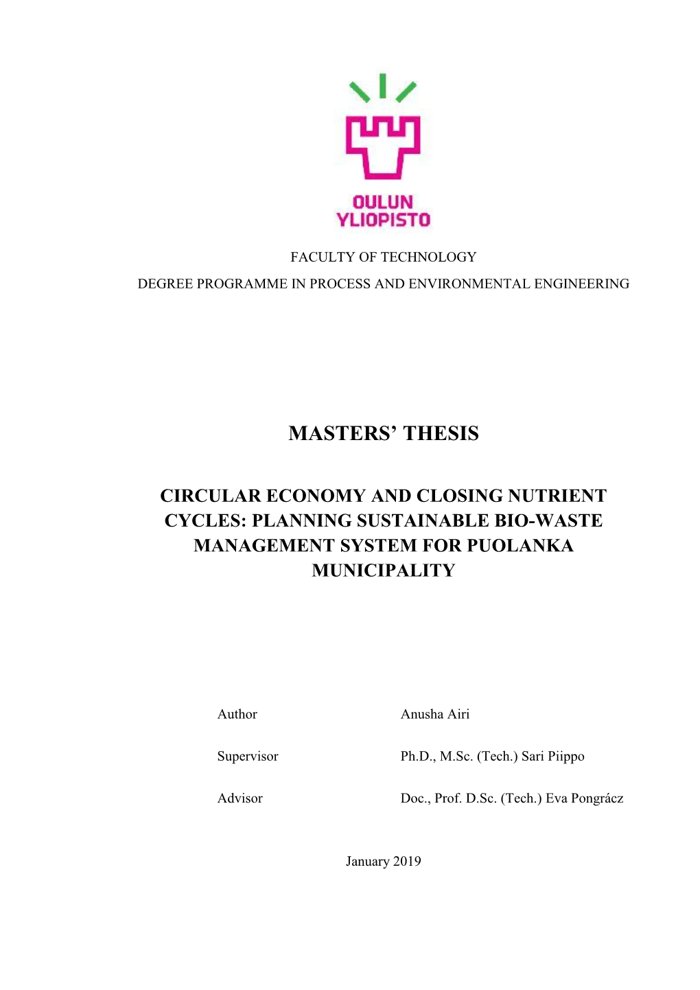 Masters' Thesis