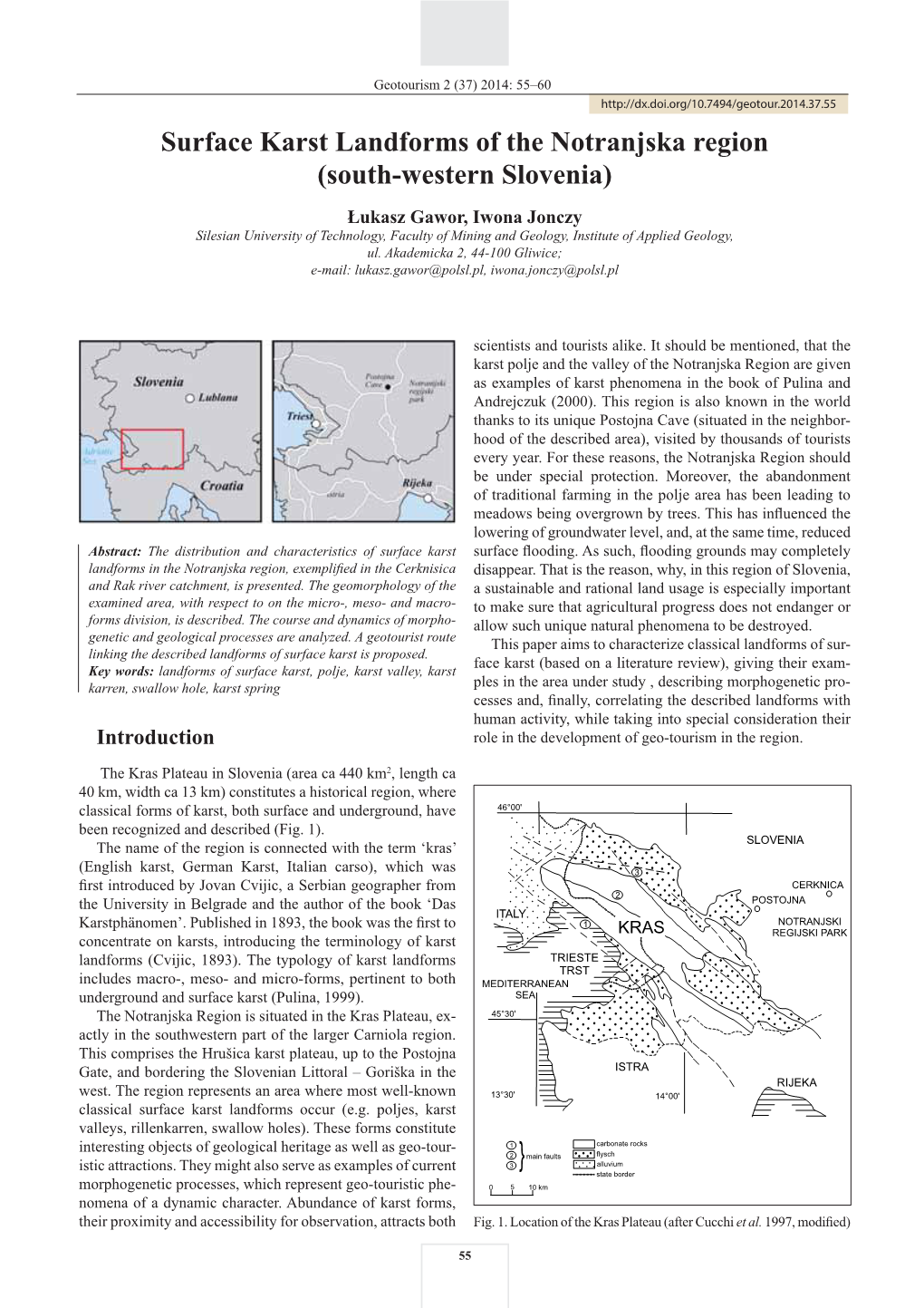 Surface Karst Landforms of the Notranjska Region (South-Western Slovenia)