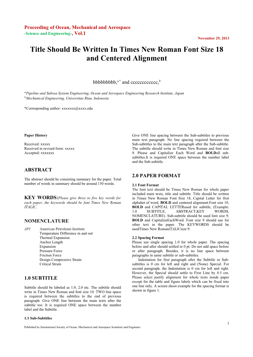 Proceedings Template - WORD s22