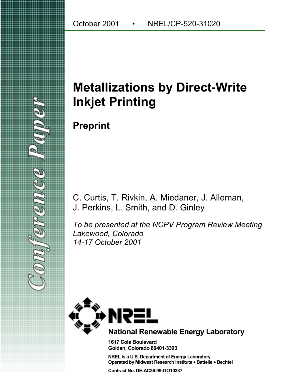 Metallizations by Direct-Write Inkjet Printing