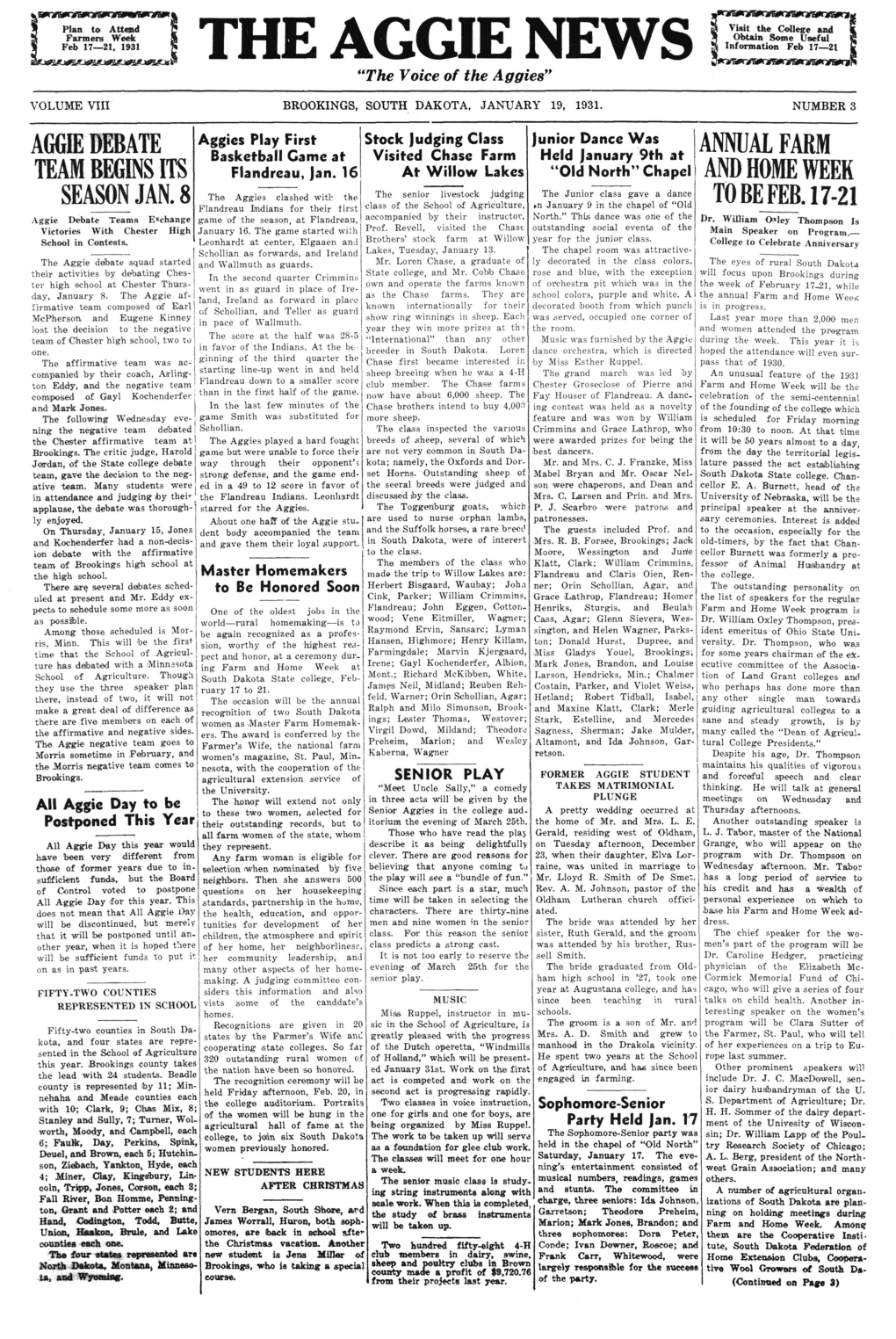 The Aggie News, January 1931