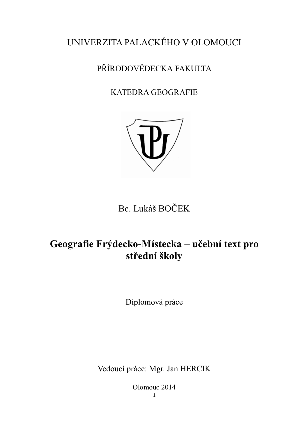 Geografie Frýdecko-Místecka – Učební Text Pro Střední Školy