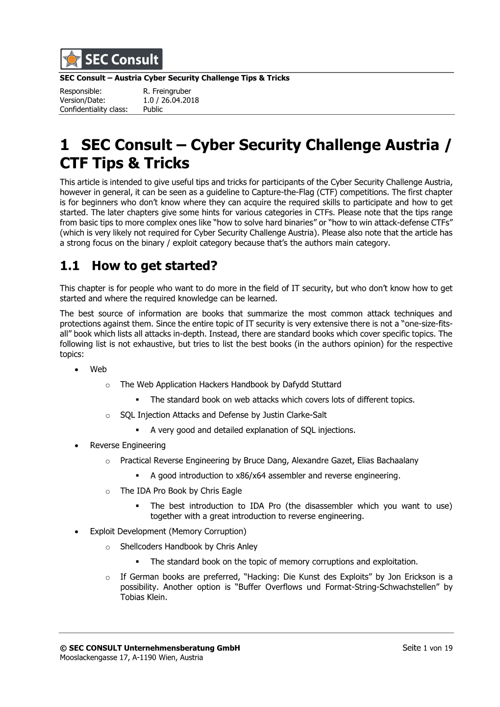 1 SEC Consult – Cyber Security Challenge Austria / CTF Tips & Tricks