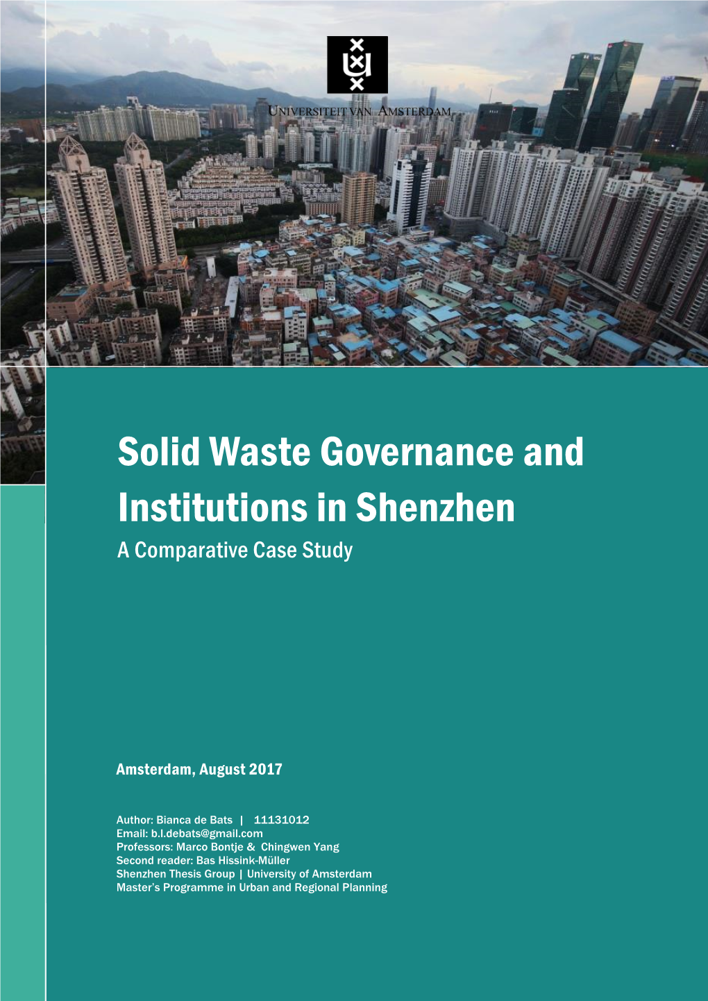 Solid Waste Governance and Institutions in Shenzhen a Comparative Case Study