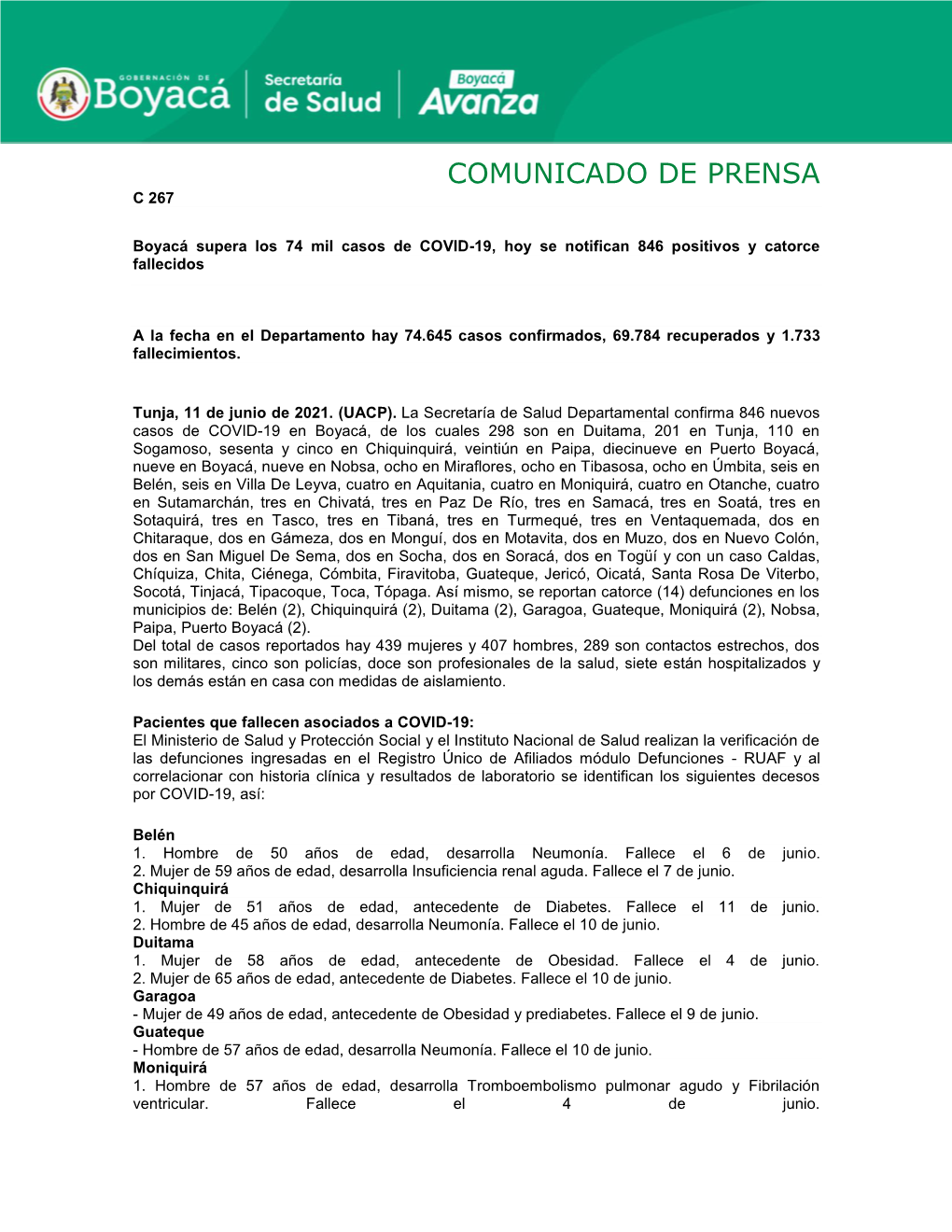 Comunicado De Prensa C 267