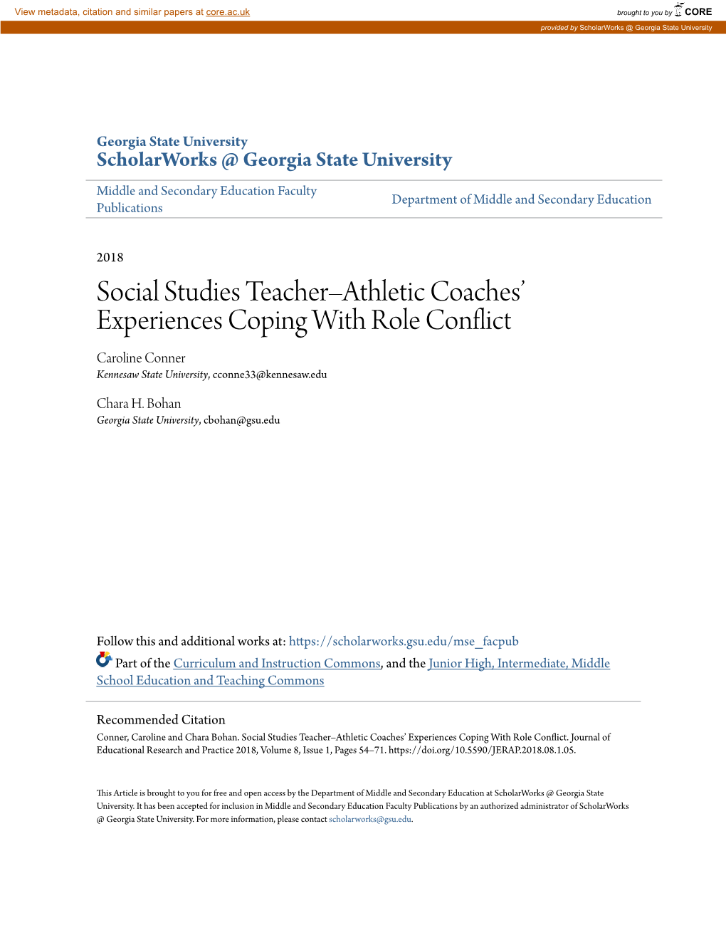 Social Studies Teacher–Athletic Coaches' Experiences