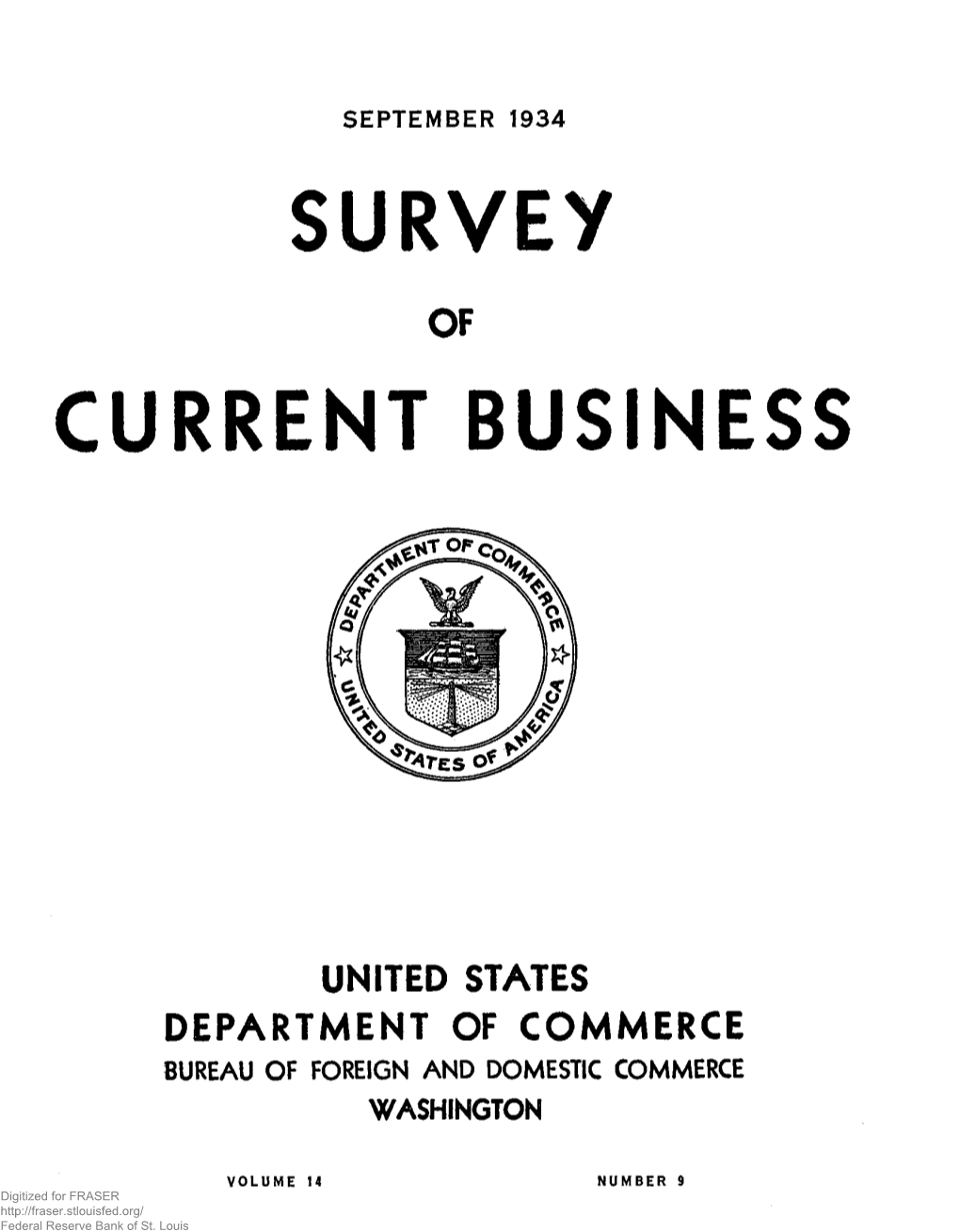 SURVEY of CURRENT BUSINESS September 1934