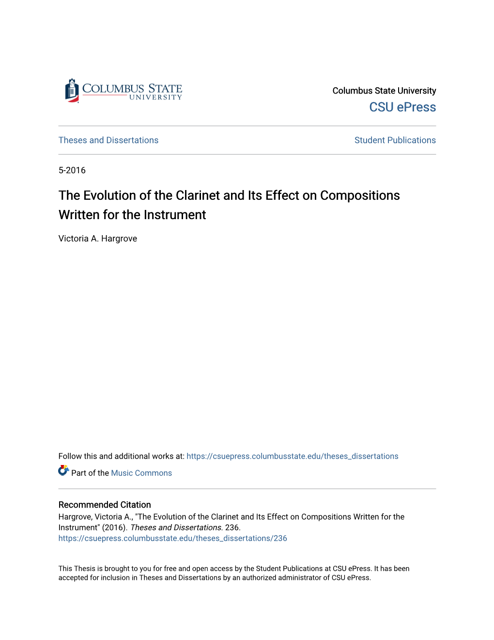 The Evolution of the Clarinet and Its Effect on Compositions Written for the Instrument