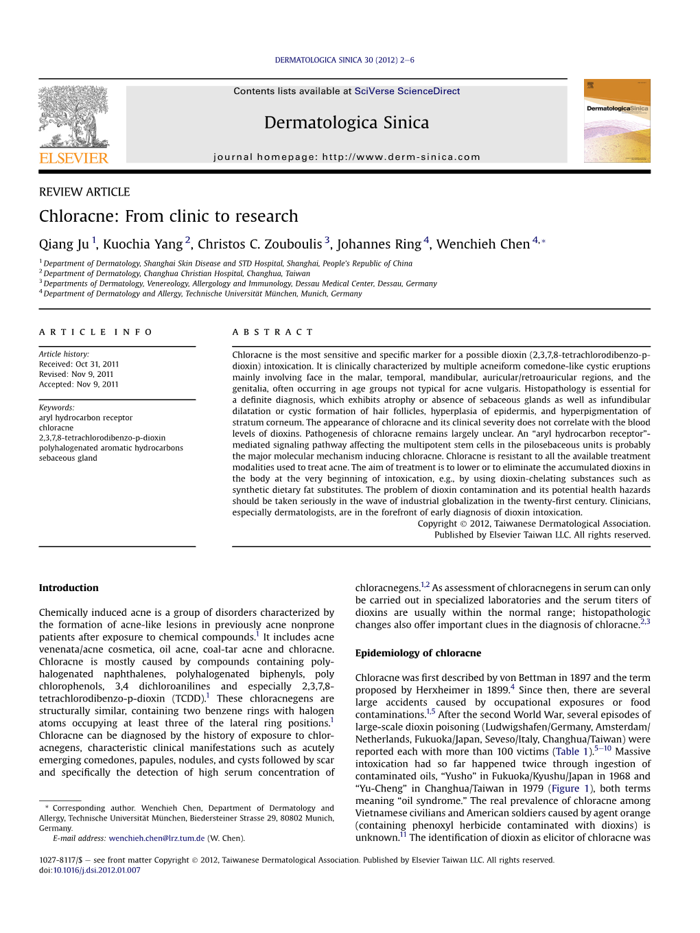 Chloracne: from Clinic to Research