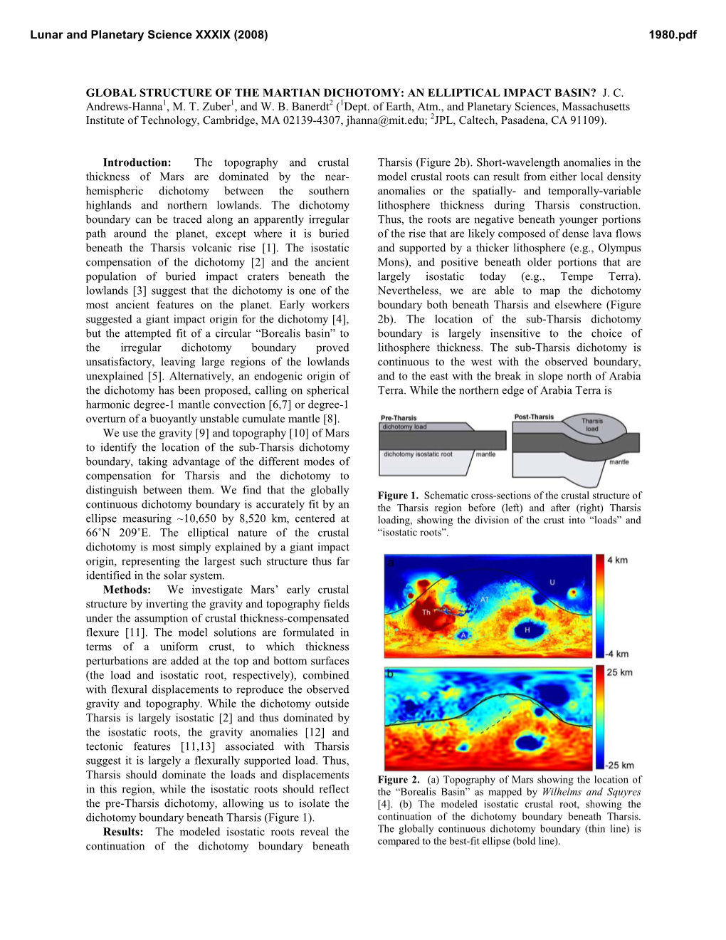 Global Structure of the Martian Dichotomy: an Elliptical Impact Basin? J