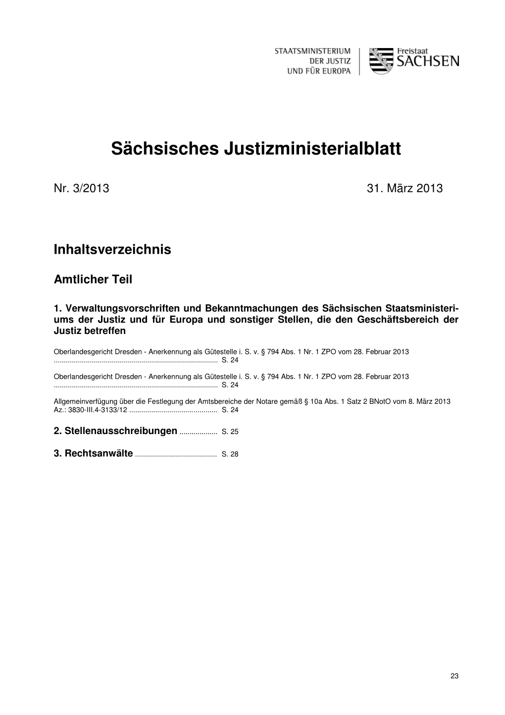 Sächsisches Justizministerialblatt