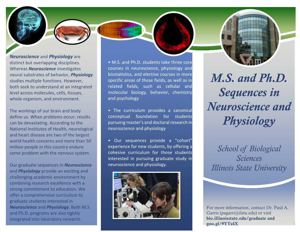 M.S. and Ph.D. Sequences in Neuroscience and Physiology