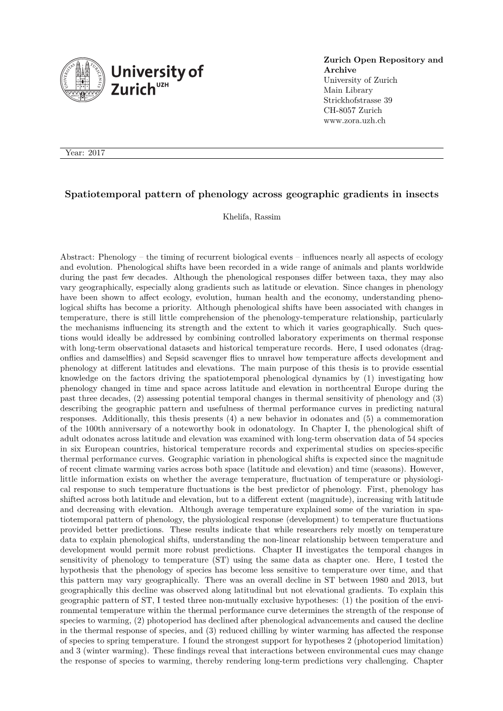 Spatiotemporal Pattern of Phenology Across Geographic Gradients in Insects