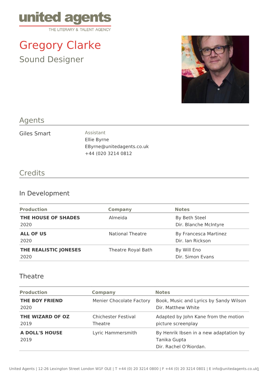 Gregory Clarke Sound Designer