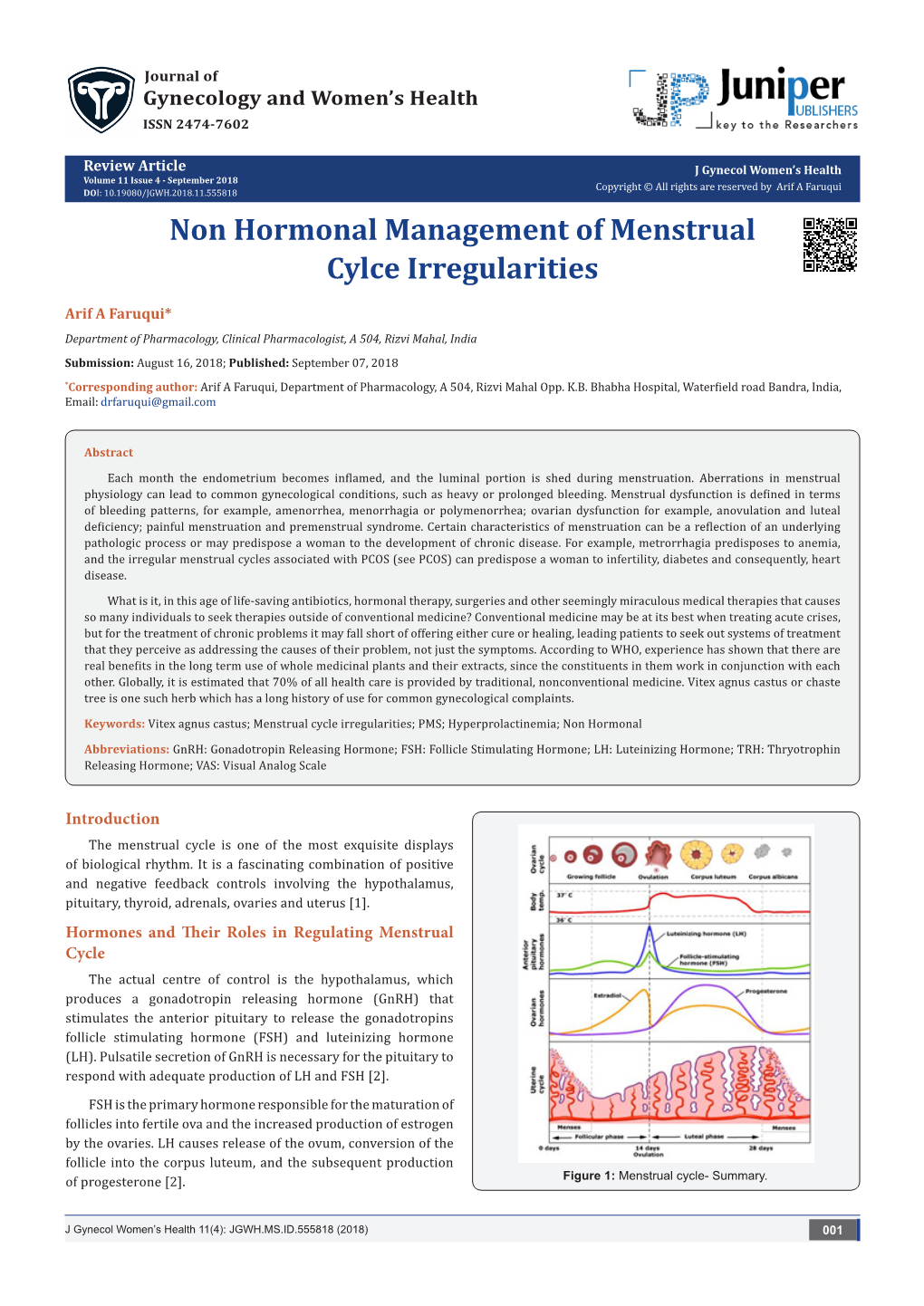 Non Hormonal Management of Menstrual Cylce Irregularities