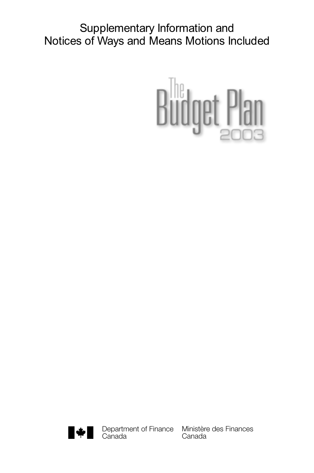 Budget Plan 2003