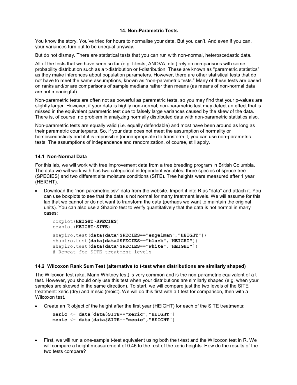 14. Non-Parametric Tests You Know the Story. You've Tried for Hours To