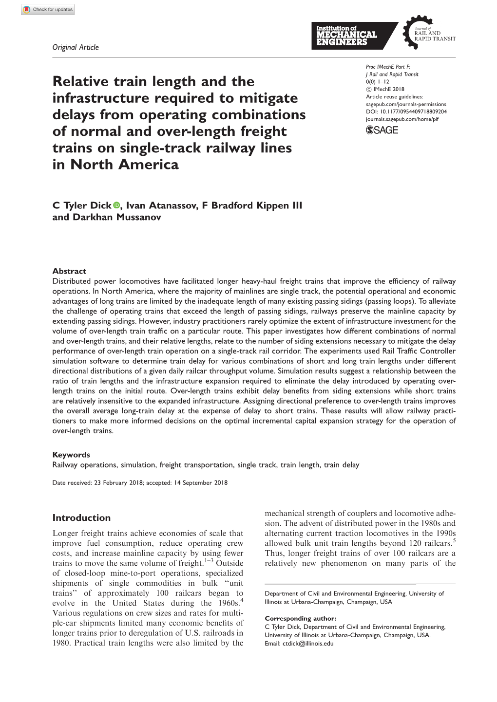 Relative Train Length and the Infrastructure Required to Mitigate Delays from Operating Combinations of Normal and Over-Length F