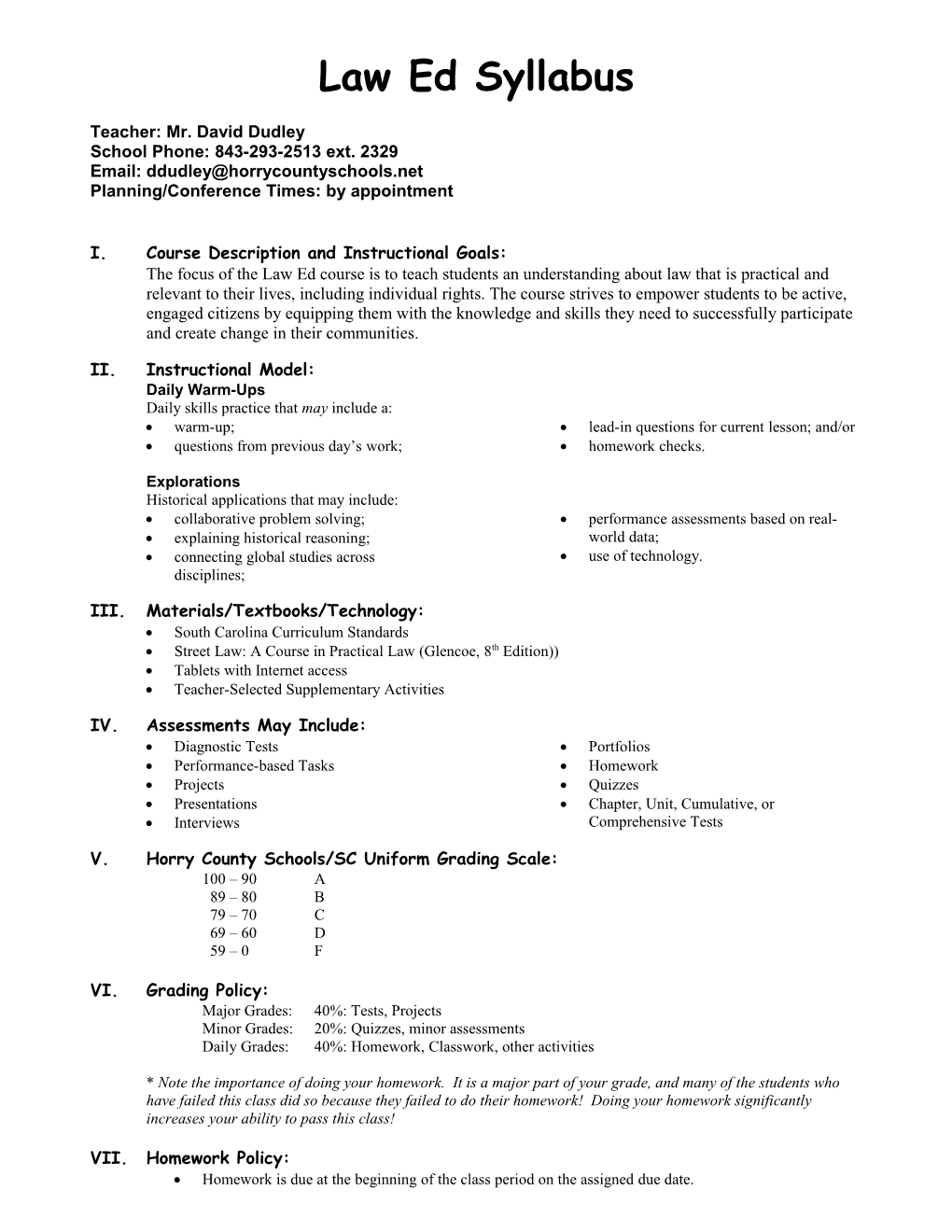 Planning/Conference Times: by Appointment