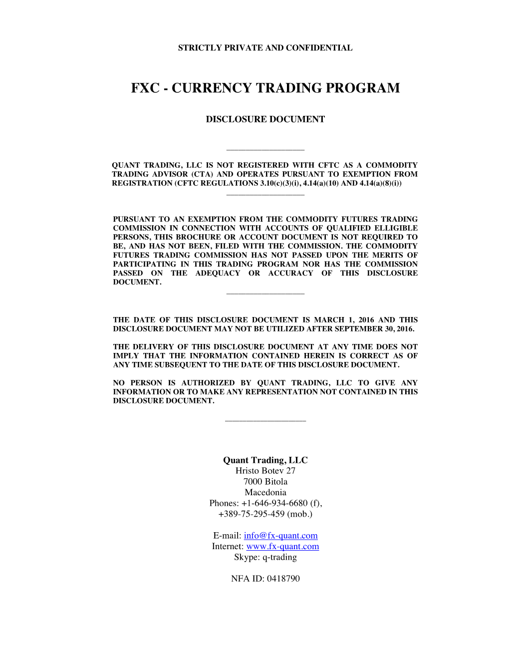 Currency Trading Program
