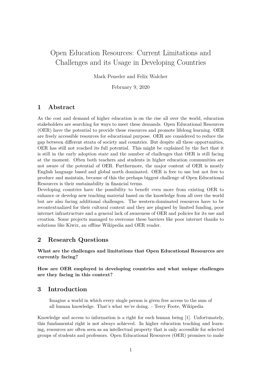 Open Education Resources: Current Limitations and Challenges and Its Usage in Developing Countries