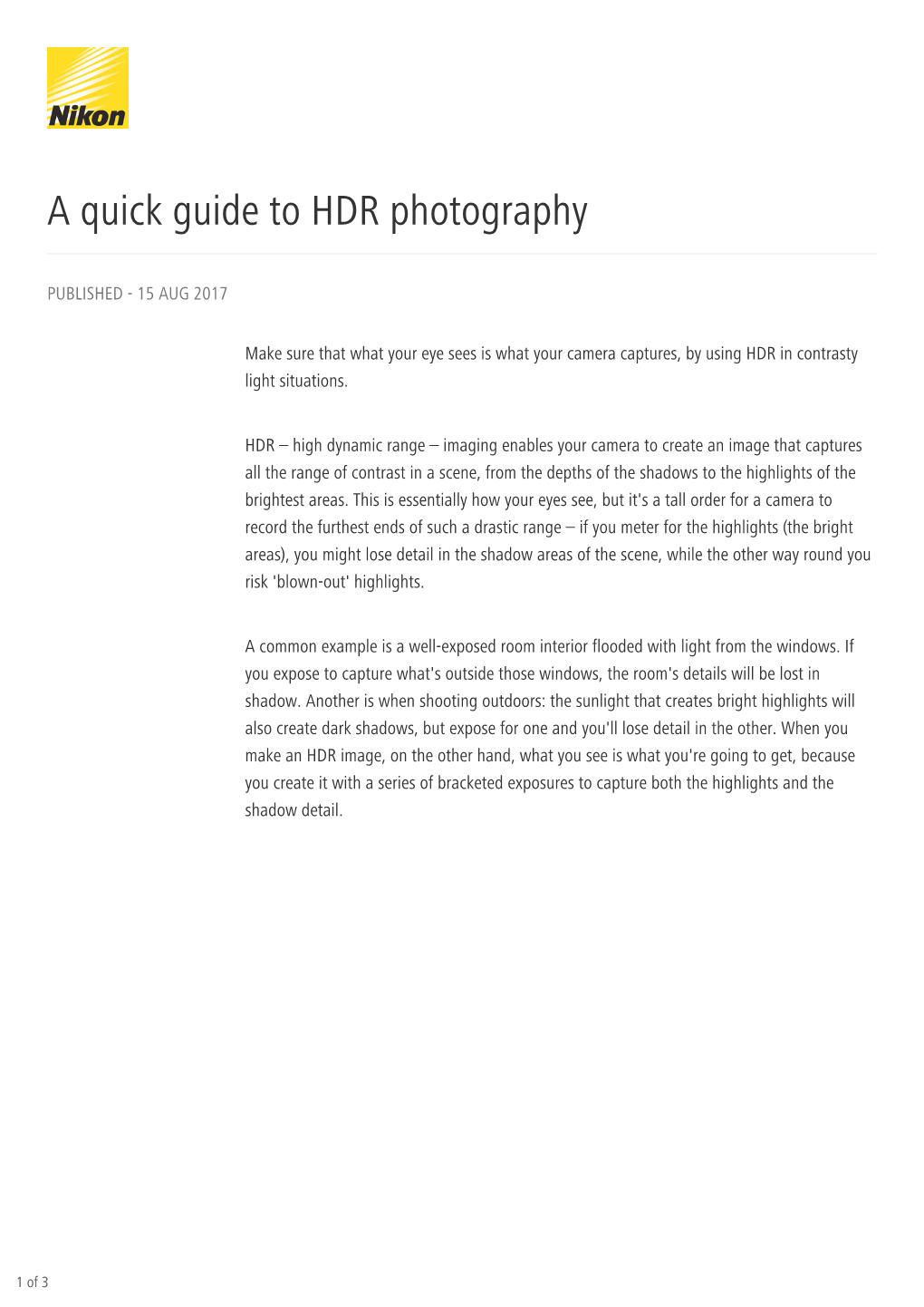 A Quick Guide to HDR Photography