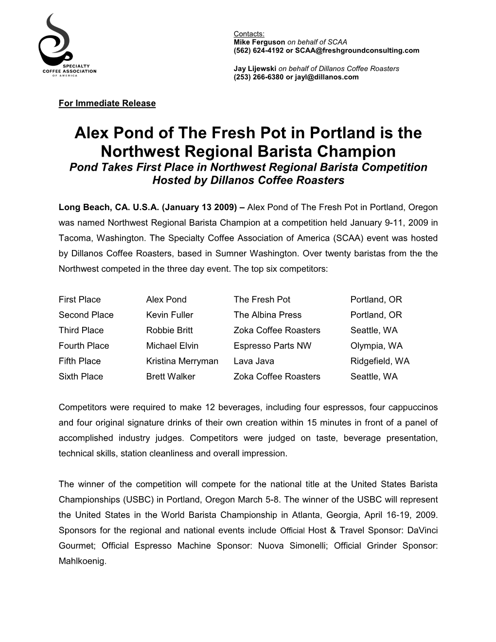 Alex Pond of the Fresh Pot in Portland Is the Northwest Regional