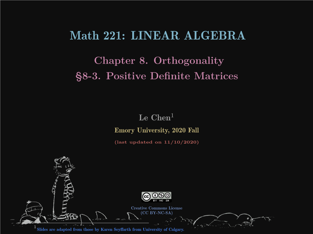 Math 221: LINEAR ALGEBRA