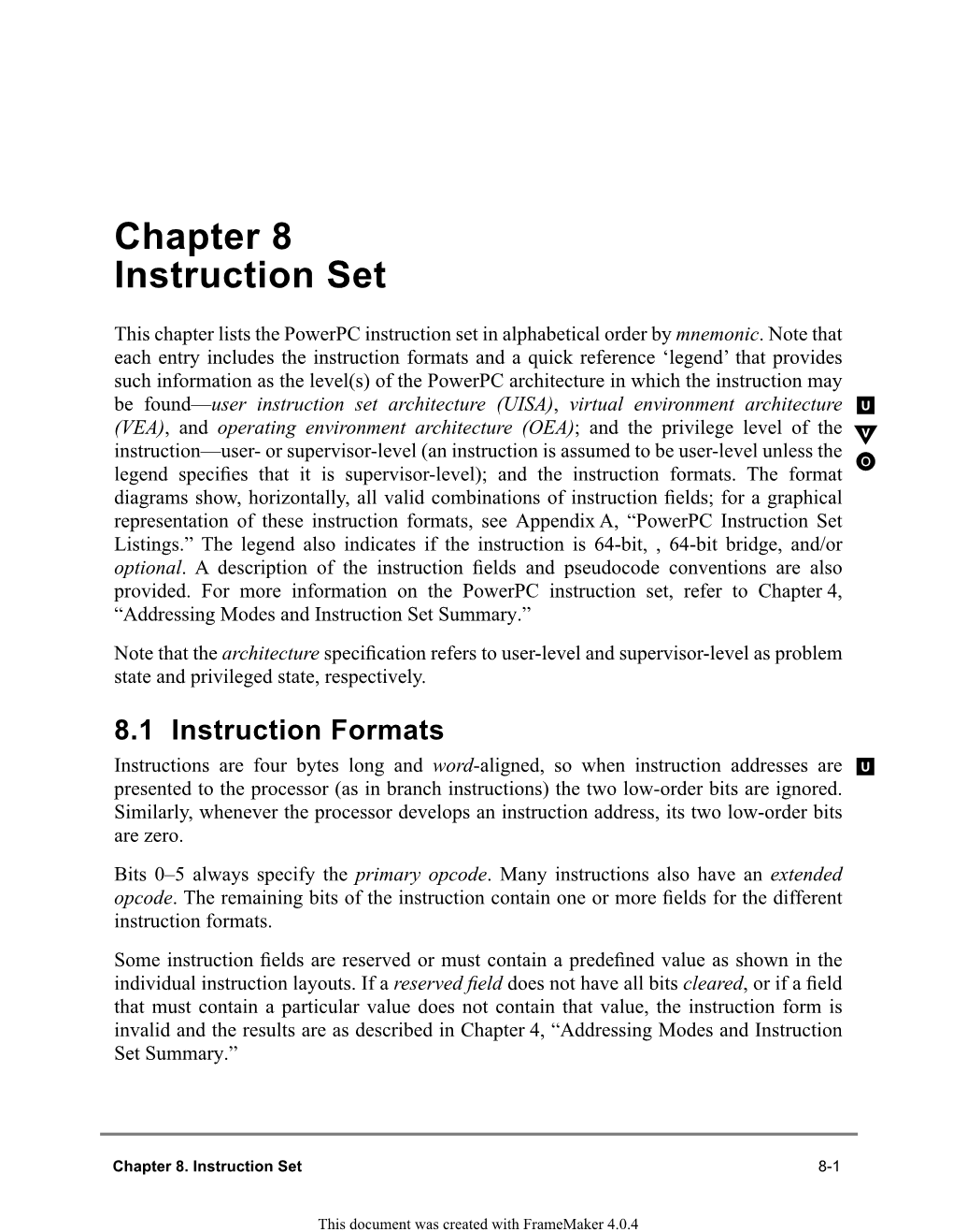 Chapter 8 Instruction Set
