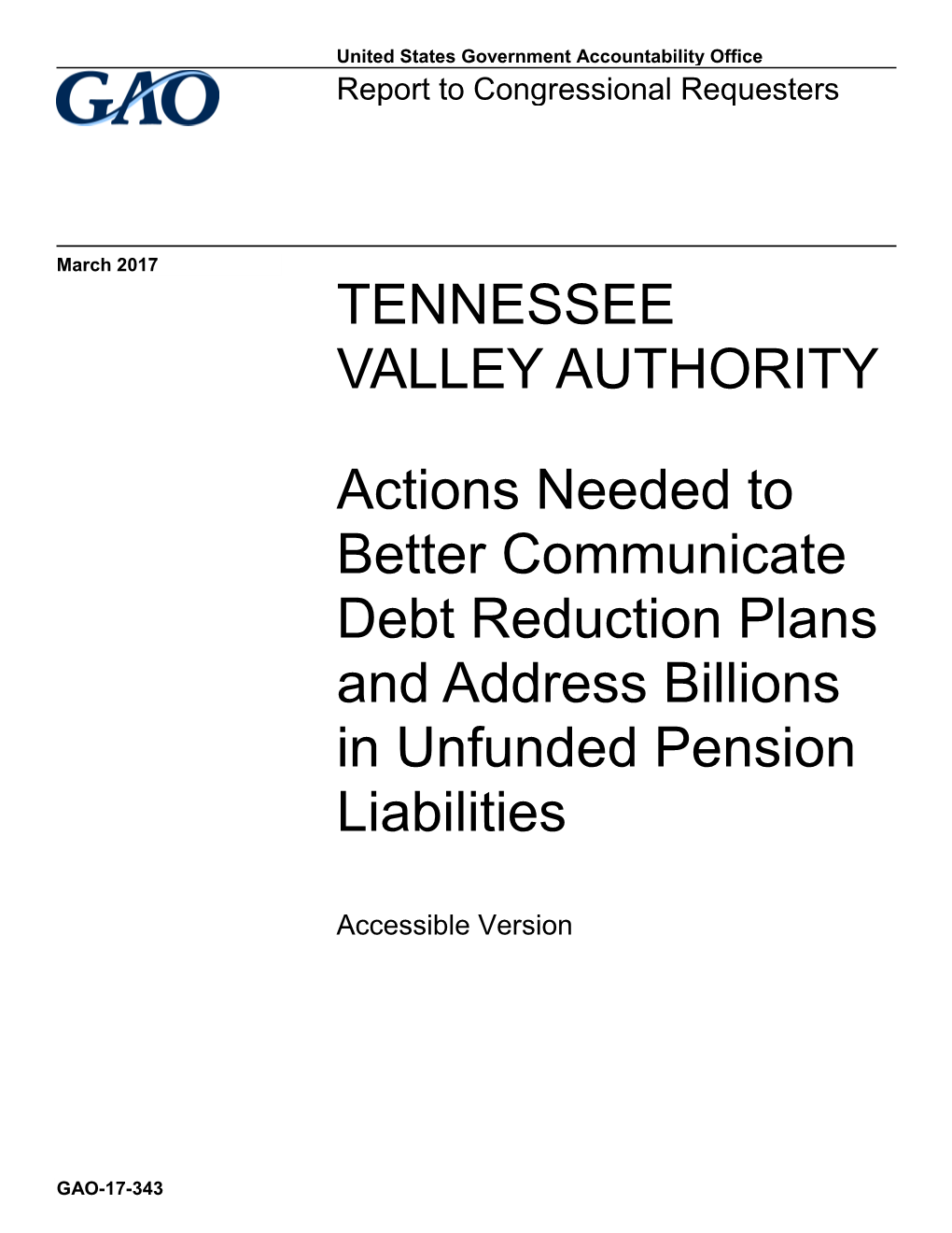 GAO-17-343, Accessible Version, TENNESSEE VALLEY AUTHORITY