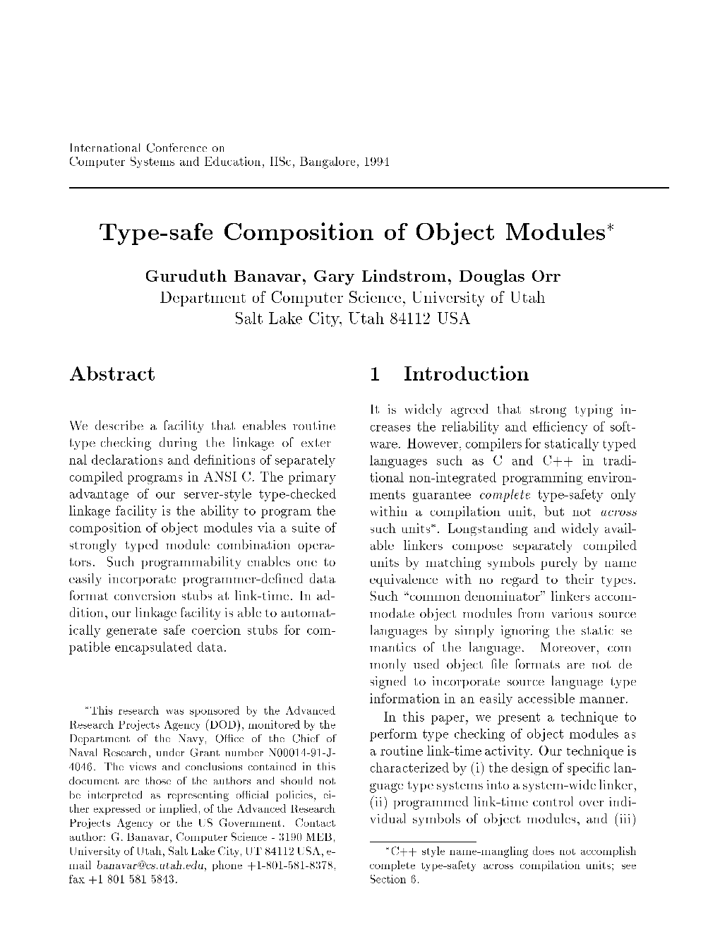 Type-Safe Composition of Object Modules*