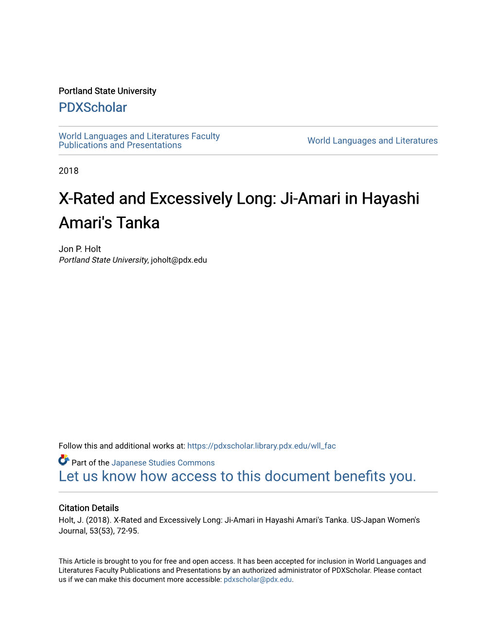 X-Rated and Excessively Long: Ji-Amari in Hayashi Amari's Tanka