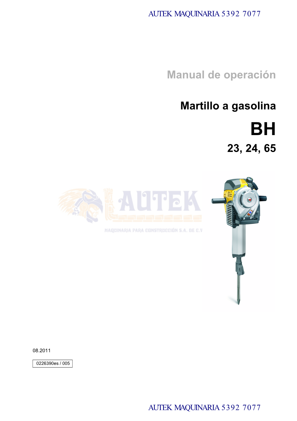 Manual De Operación Martillo a Gasolina 23, 24, 65