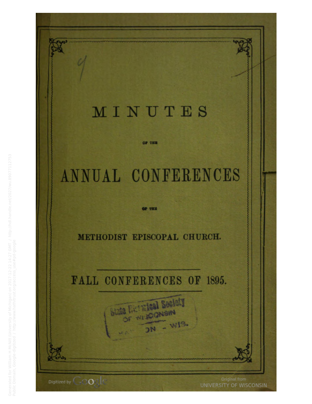 Minutes of the Annual Conferences of the Methodist