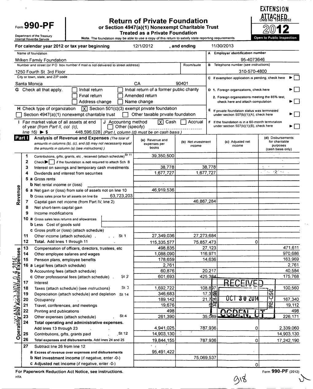 990-PF I Return of Private Foundation