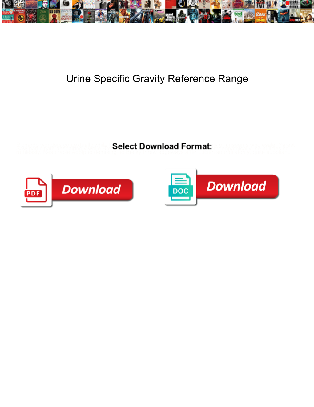 Urine Specific Gravity Reference Range