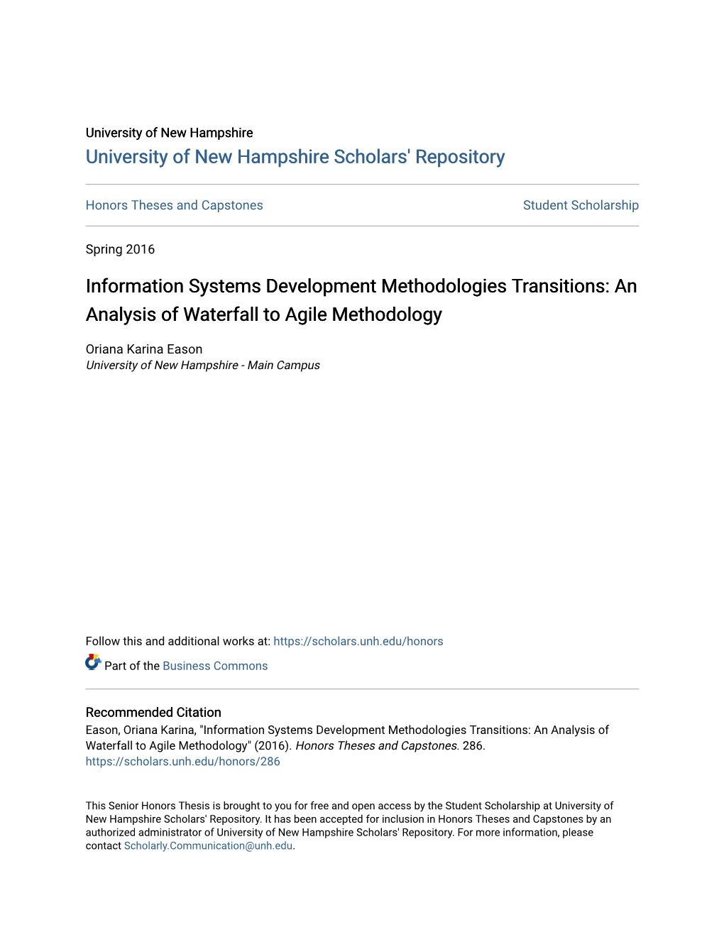 An Analysis of Waterfall to Agile Methodology