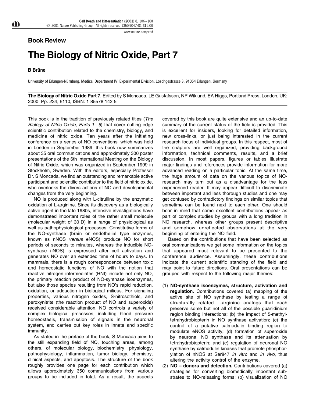 The Biology of Nitric Oxide, Part 7
