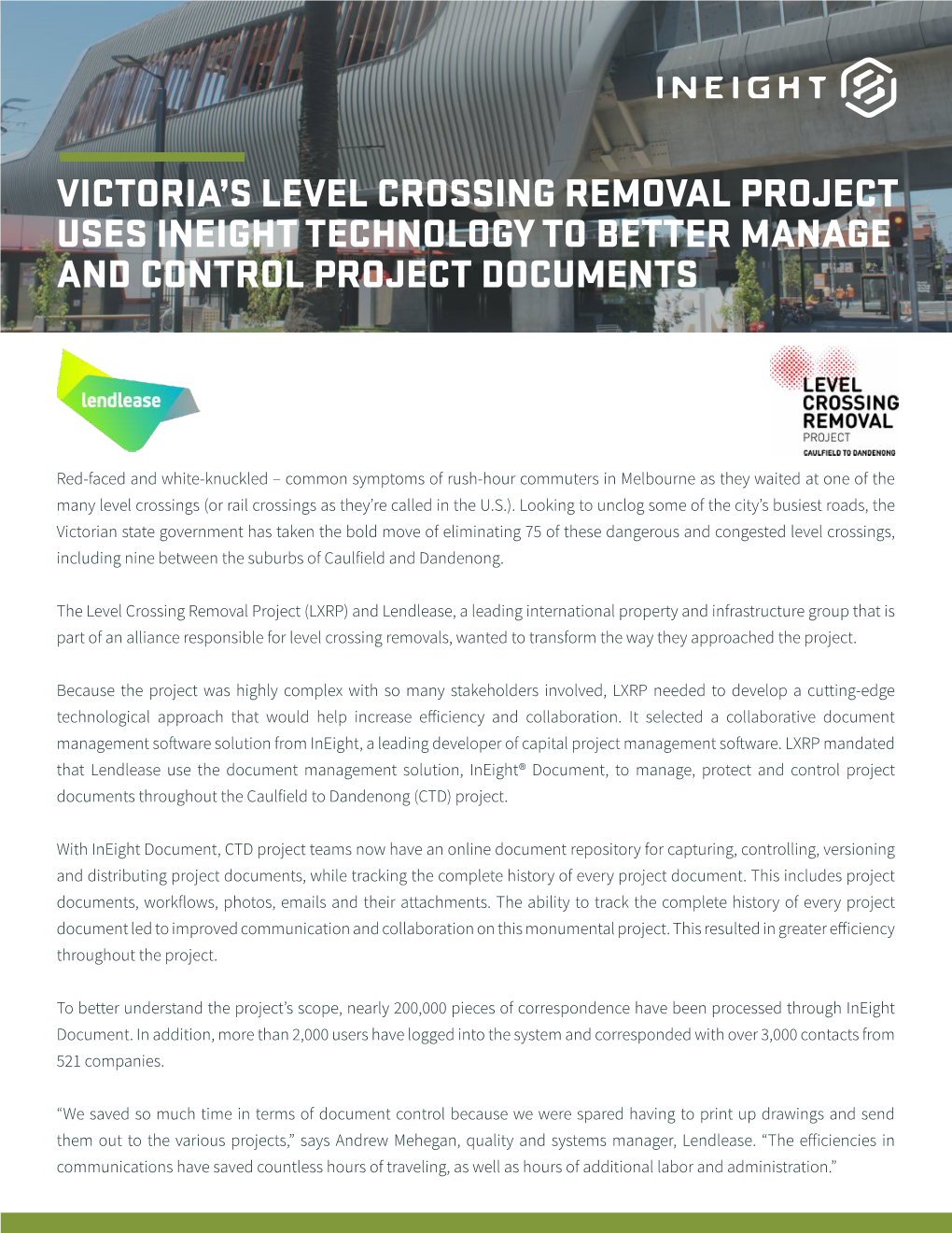 Victoria's Level Crossing Removal Project Uses