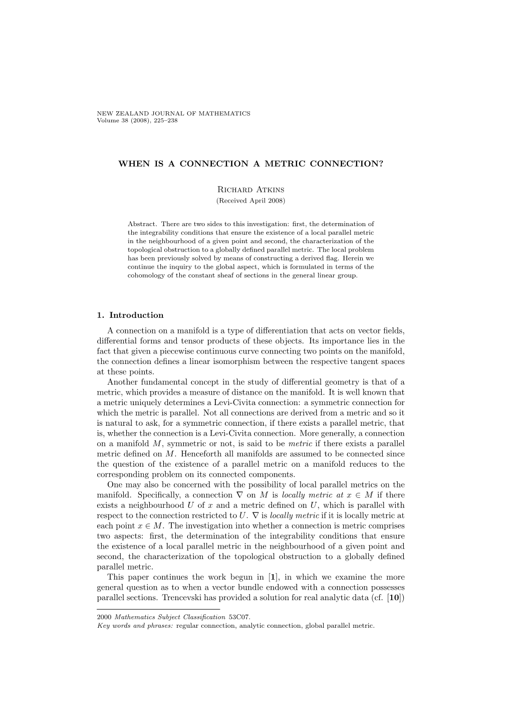 When Is a Connection a Metric Connection?