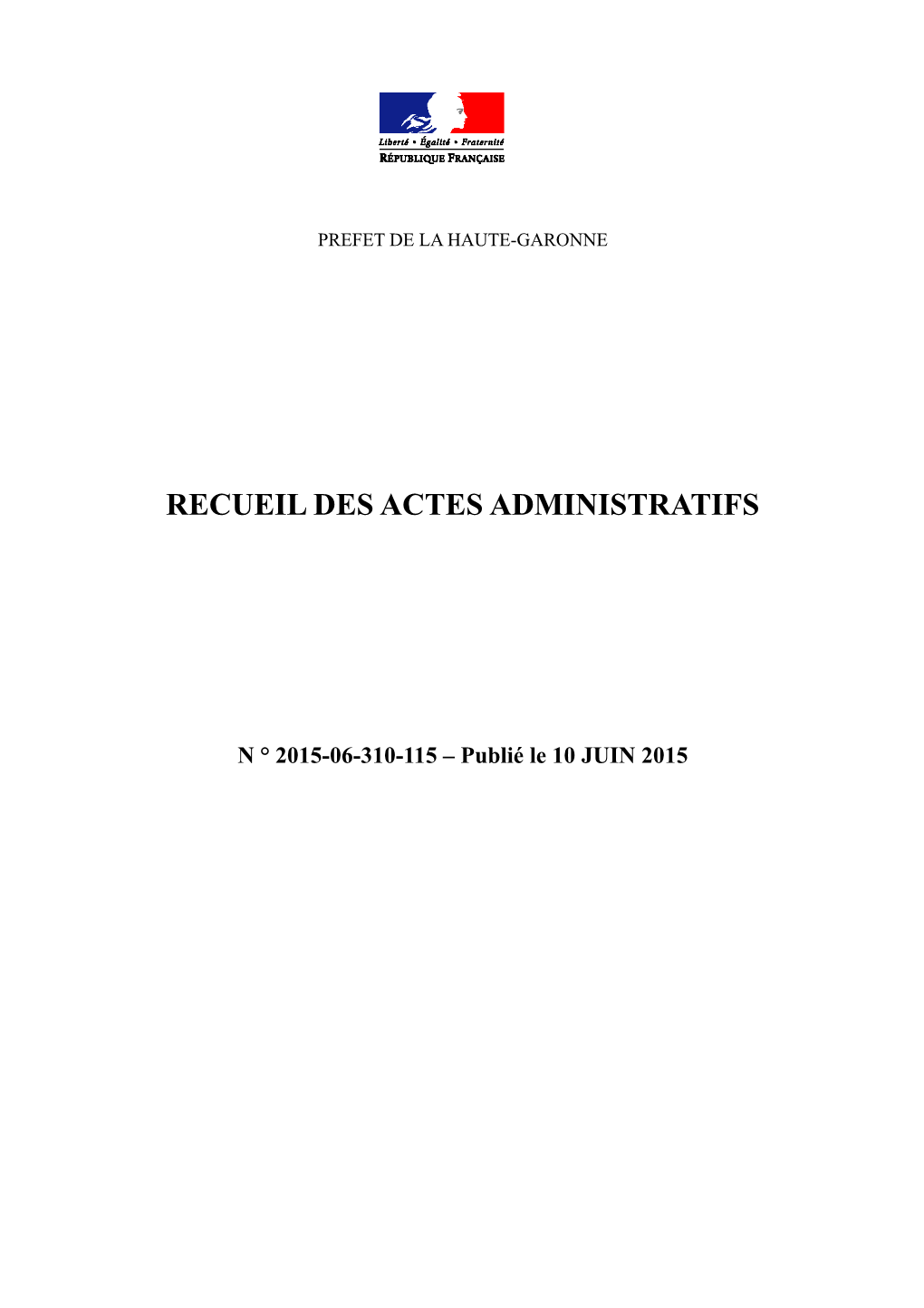 Recueil Des Actes Administratifs