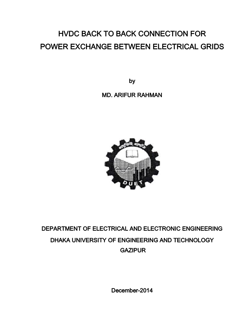 Hvdc Back to Back Connection for Power Exchange Between Electrical Grids