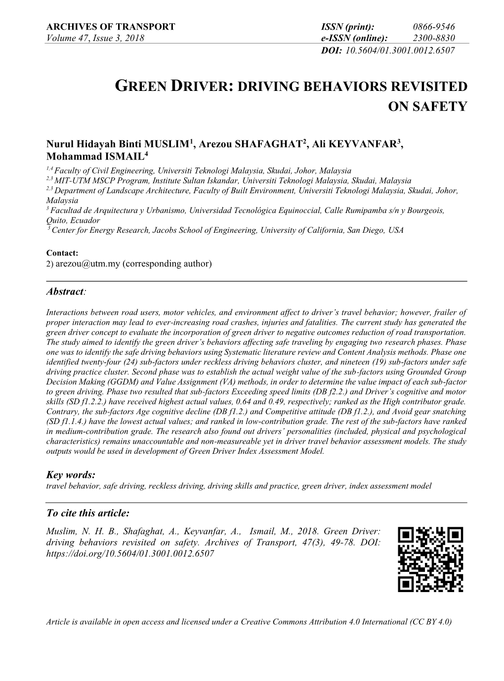 Green Driver: Driving Behaviors Revisited on Safety