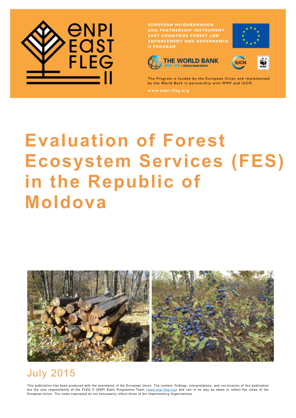Evaluation of Forest Ecosystem Services (FES) in the Republic of Moldova