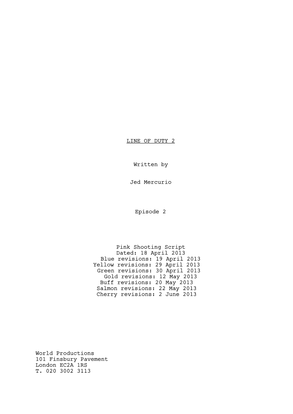 LINE of DUTY 2 EP2 2013-06-02 Cherry.Fdx Script