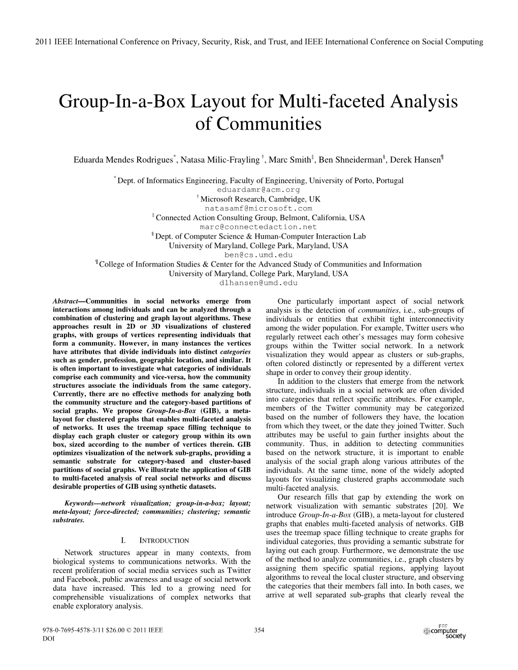 Group-In-A-Box Layout for Multi-Faceted Analysis of Communities