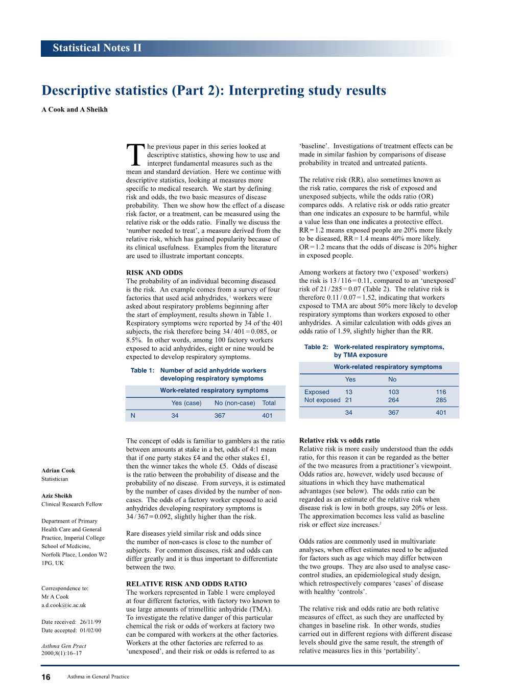 Descriptive Statistics (Part 2): Interpreting Study Results