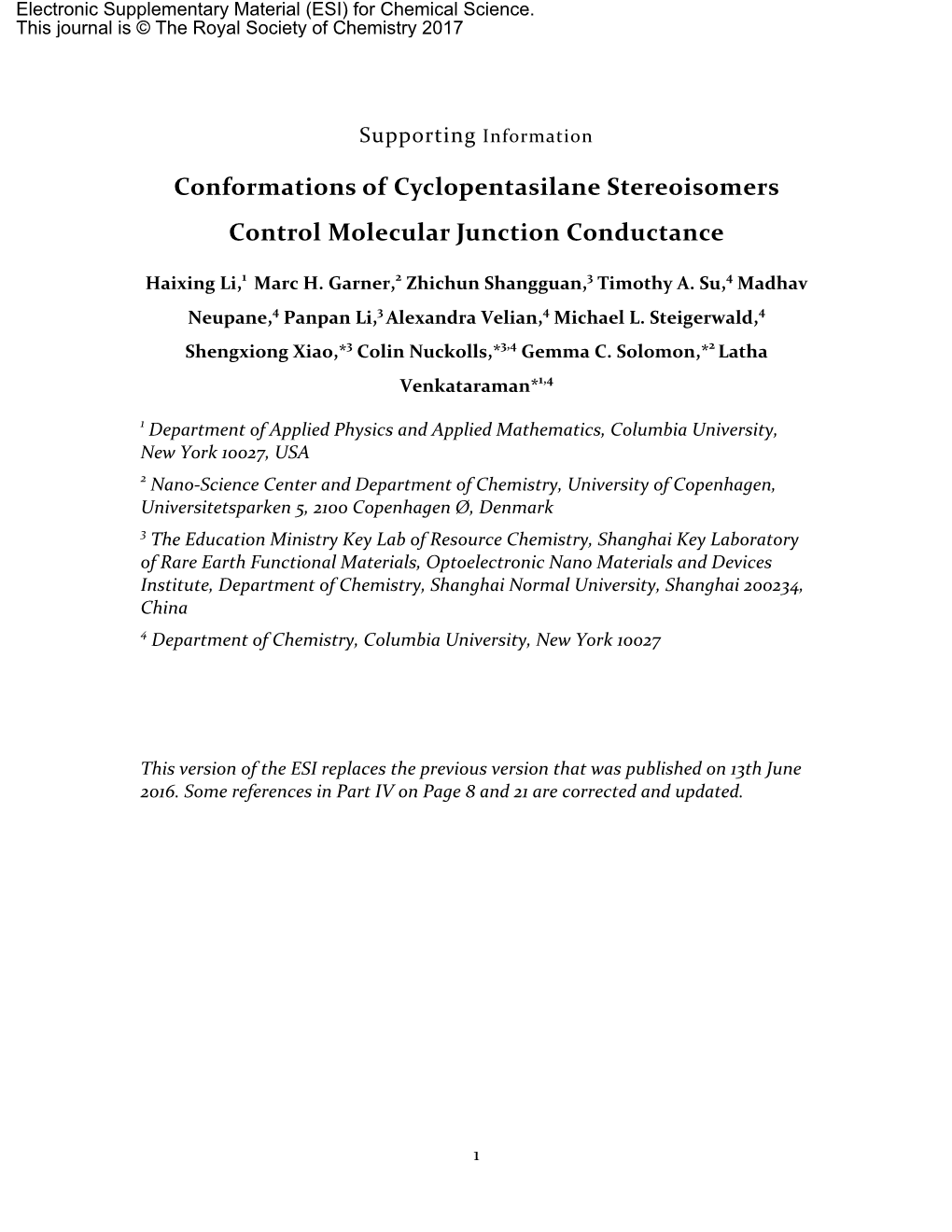 Conformations of Cyclopentasilane Stereoisomers Control Molecular Junction Conductance